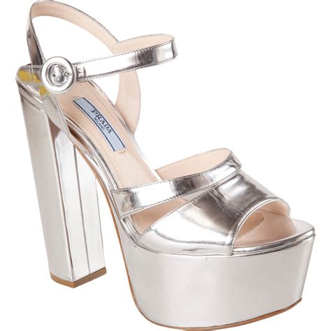 prada silver platforms|Prada shoes for women.